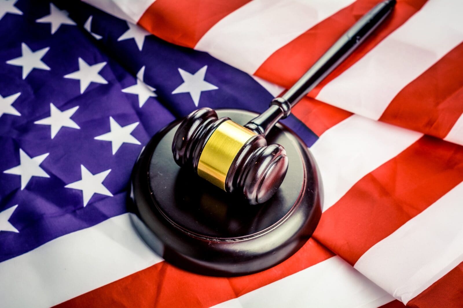 american flag with a gavel