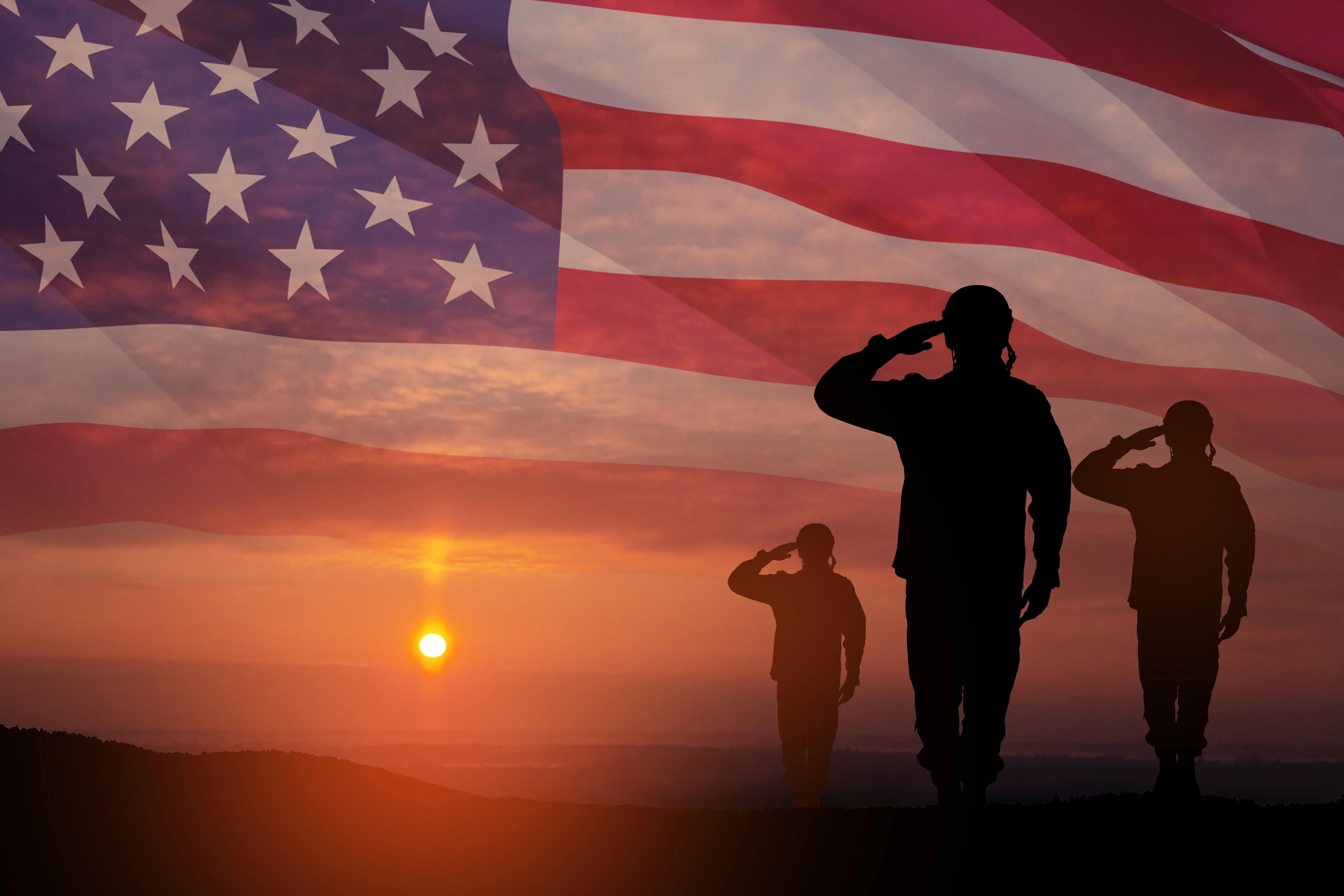 army salute to the USA flag